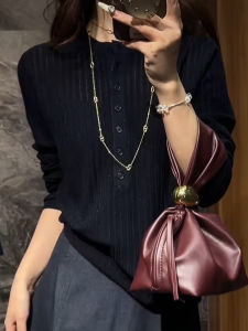 SUOXIMENG | Large Size Black Round Neck Glitter Knitted Top Womens Fashion Trend Casual Style Slimming Effect Suitable For All Ages