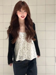 เสื้อคาร์ดิแกนแขนยาวผ้าไหมน้ำแข็งสีดำบางๆ สำหรับผู้หญิงในฤดูร้อน เสื้อคลุมกันแดดแบบบางๆ ผ้าโปร่ง ทรงหลวม คอวี กระดุม