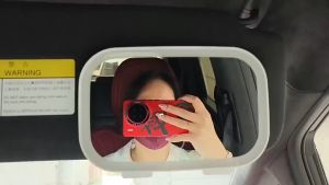 Cermin Rias LED 5w Layar Sentuh Tambahan Jepit Sun Visor Sunvisor Sunshade Makeup Kaca Mobil Vanity Mirror Car Touchscreen Lampu 3 Warna Terang Oval Besar 20x14 CM Kecil Portable Rechargeable Isi ulang Type C Cermin Meja Kecil Selip Universal LBX