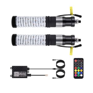 1ft (30.48cm) COB LED Fat Whip App/Remote Control Lights Turn Signal/Brake Lights for Polaris RZR UTV ATV Offroad Boat