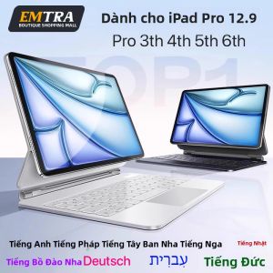Bàn Phím Không Dây Bluetooth Có Đèn Nền Cho iPad 2018-2022 Pro 12.9 Thế Hệ Thứ 4 5 6 Hỗ Trợ Tiếng Ba Lan Nhật Bản Do Thái