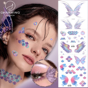 [Phụ nữ Charming] 1/3/6pcs Cánh Bướm Tiên Long Lanh Mắt Hình xăm dán mặt tay cơ thể miếng dán trang trí để trang trí lễ hội âm nhạc