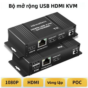 Bộ Chia Tín Hiệu KVM HDMI USB 1080P 4K 60Hz Qua Ethernet Đầu Nối RJ-45 Cho Chuột Bàn Phím Màn Hình - Cáp HDMI Loop Đực-cái