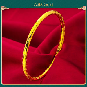ASIX GOLD 916/24K/18K gold-plated stylish thin snap bracelet Wear it for any occasion Lucky ladies slub bracelet that is versatile in high fashion A great holiday gift