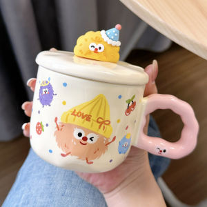 LUXIAOSHI | Cute Ceramic Mug with Lid and Spoon