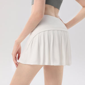 Ice Silk High Waist Fitness Yoga Skirt Womens New Summer Tennis Skirt Quick Dry Breathable Nylon Sport Shorts Anti Exposure
