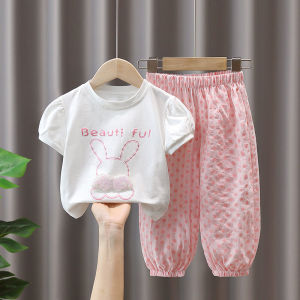Bộ Đồ Trẻ Em Mùa Hè Thường Ngày Vải Cotton Phong Cách Mới Thời Trang Cho Bé Gái Bộ Đồ Hai Mảnh in Họa Tiết Hoạt Hình