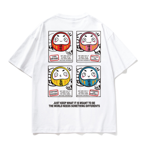 Áo Thun Nam Tay Ngắn Mùa Hè Phong Cách Đường Phố Rộng Rãi Màu Đen Hip Hop Thời Trang in Họa Tiết Hoạt Hình Tay Lửng Thường Ngày