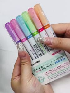 Bộ 6 Bút Đánh Dấu Viền Gợn Sóng Khô Nhanh Nhiều Màu Sắc Họa Tiết Vui Nhộn Lý Tưởng Cho Việc Ghi Nhật Ký Lập Kế Hoạch Làm Thủ Công Dành Cho Học Sinh