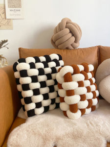 Chess Pattern Knot Decorative Pillow Lounge Cushion