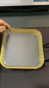 BOSSLU Piring Plastik Buah Bening Set Dengan Rak Stand Piring Segitiga Stainless Steel