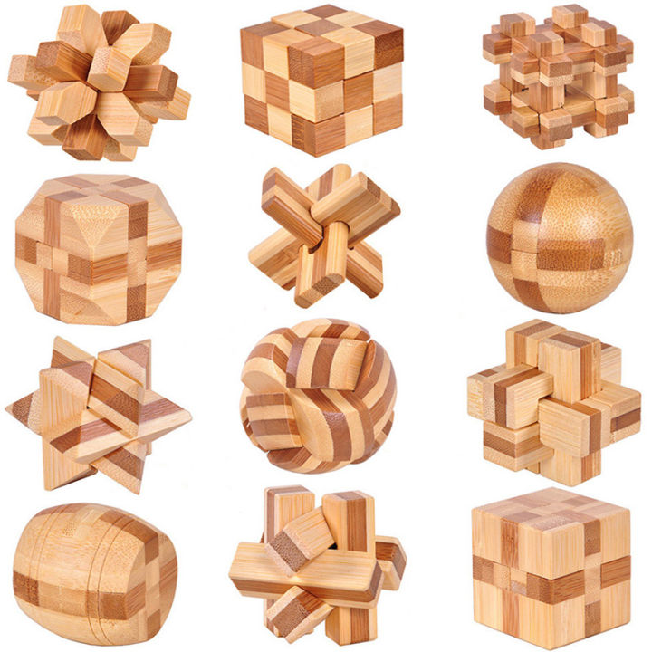 Wooden Kong Ming Lock Lu Ban Lock IQ Brain Teaser Educational Toy for ...