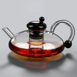JUSTINLAU Rat Tail Glass Tea Pot 700ml Heat-resistant Glass Pot with Filter Home Office Tea Kettle For Electric Pottery Stove