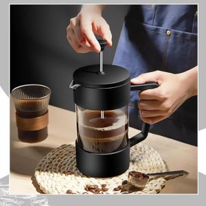 350ml Mini French Press Coffee Maker Stainless Steel Borosilicate Glass French Press Tea Press for Loose Tea BPA Free Heat Resistant Durable Easy to Clean