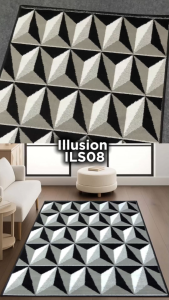 ILLUSION Karpet Lantai 160x210 Motif 08 Black White