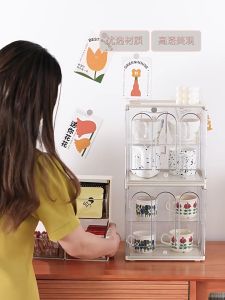 【D228】Rak Penyelesaian Kompartmen 2 Tingkat Transparent Drawer Organizer Box Stationery Tea Coffee Bag Organizer