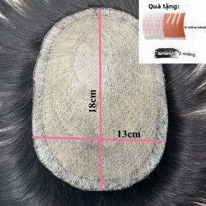 Mái Tóc Giả Nam Thoáng Khí Bền 100% Tóc Người Thật Đế Lụa Chất Liệu PU Trông Tự Nhiên Dành Cho Nam Giới Bị Hói Nhiều Kích Cỡ.