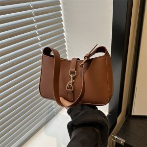 2024 New Womens Small Square Bag Underarm Single Shoulder Handbag Pure Color PU Retro Style Commuting Soft Surface Bags