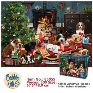Cobble Hill | Adult Christmas Puppies Theme Puzzle 500 Pieces
