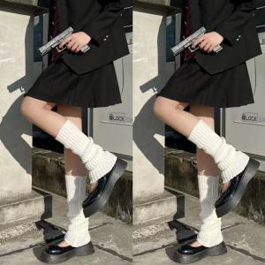 ถุงเท้าถัก Wuuuus สำหรับผู้หญิง ฤดูใบไม้ร่วง/ฤดูหนาว ปกติ ความยาวครึ่งแข้ง สไตล์ Y2K Harajuku วัสดุ Knitted Fabric ชุดกระโปรงสีพื้น