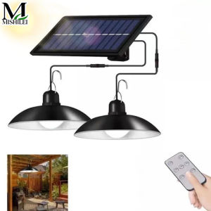 Mishilei Solar Pendant Light Indoor Save Energy Lamp with Remote Control for Indoor Shed Barn Room