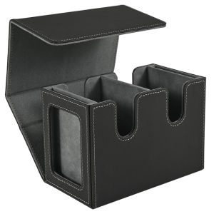 Card Deck Box with 2 Commander Display Double Deck Box for 140+ Single Sleeved Cards Fits for TCG CCG Magic Cards