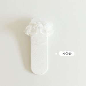 Princess Style Girls Cotton Socks Summer Thin Medium Tube Pure Cotton Long Tube Baby Girls Lace Edged White Childrens Socks