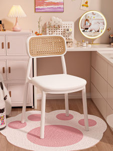 Modern Minimalist Computer Chair for Girls Bedroom Home Use Study Desk Chair Backrest Makeup Stool Cosplay Chair PVC Material