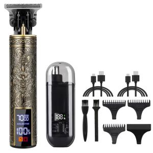 XMSJ | Bộ Cắt Tóc Không Dây Chuyên Nghiệp T9 Thiết Kế Cổ Điển Khắc Hình Rồng Sạc Nhanh Lưỡi Dao Thép Không Gỉ Dành Cho Người Lớn