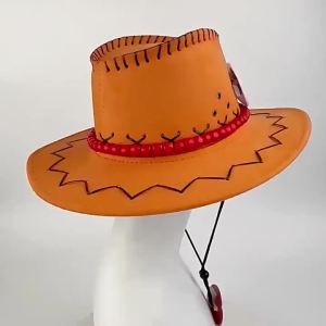 Bandai | Anime Ace Pirates Cosplay Cowboy Hat Halloween Costume Hats Orange Felt Cowboy Western Hat Fashion Headwear
