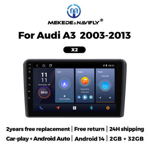 2 DIN Android 14 Car Radio For Audi A3 8P 2003 - 2012 S3 RS3 2011-2012 Multimedia Video Player Wireless Carplay Android Auto GPS