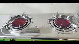 D-FLAME Elegant Stainless Steel Gas Cooktop with Infrared Burners and Metal Knobs (150mm/150mm) - SIRIM Certified