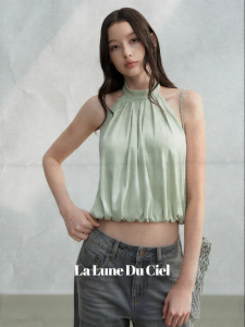 La lune Du ciel | Áo Hở Vai Cổ Cao Không Tay Hở Lưng