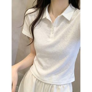 V.C.I | Slim White Bamboo Cotton Polo T-Shirt Women 2026 New Summer