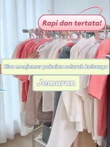 180cm Jemuran Baju Stainless steel 2 Tiang Jemuran Baju Anti Angin Jemuran dengan Roda