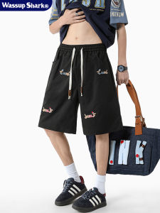 Quần Short Nam Mùa Hè Thường Ngày Bằng Vải Polyester Dài Năm Inch Họa Tiết Chien Lê Cừu Cưng Dáng Rộng Thoải Mái