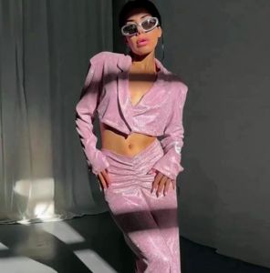 ชุดแฟชั่นกางเกงขายาวสำหรับผู้หญิงเสื้อชุดแบบมีจีบ