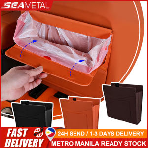 SEAMETAL Magnetic Adsorption Car Garbage Bag Waterproof PU Leather Auto Back Seat Hanging Trash Bin for Car Interior Accessories