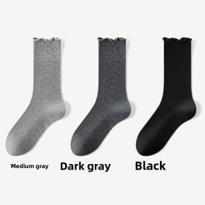 Miiow | Catwoman Womens Summer Thin Mid-calf Lace Edged Odor Control Socks 2025 New White No-Show Crew Cotton Blend Breathable Socks