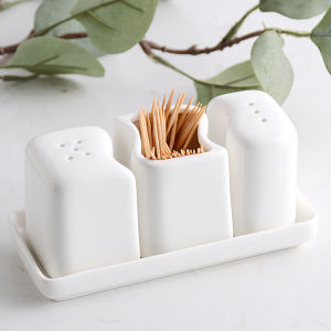 Nordic Style Ceramic Spice Jar Set Home Use Storage Container for Sugar And Condiments Restaurant Table Decor with Toothpick Holder