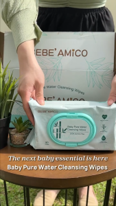 Bebe Amico Baby Pure Water Cleansing Wipes - 100% Bamboo Fibre (80pcs x 6) [Exp: Oct 2027]