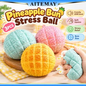 Aitemay 3 quả bóng bóp mềm sốt ruột giải tỏa căng thẳng móc điện thoại hình bánh dứa giòn 8cm giải nén cảm giác