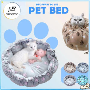SKISOPGO Printed Nest Drawstring Pet Bed Cushion Large Warm Dog Sleeping Bed Soft Pad Puppy Cat Cushion Pad