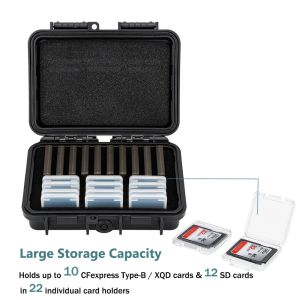 KIWIFOTOS Memory Card Case Holds Up To 10 CFexpress Type-B / XQD Cards and 12 SD Cards in 22 Individual Card HoldersWaterproof Moisture-proof Dustproof Design