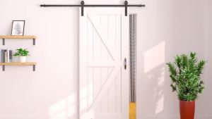 Sliding Barn Door Hardware Kit Smooth and Quiet Barn Door Track Easy to Install For 4/5”to 1-1/8”Wide Door Panel J Shape Hanger