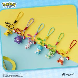 Genuine Pokemon Keychain Pikachu Gengar Sylveon Anime Figure Keyring with Fragrance for Fans Gift