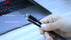 PD27W Mfi Certified Original C94/89 Connector Lightning Cables Nylon Braid in Black