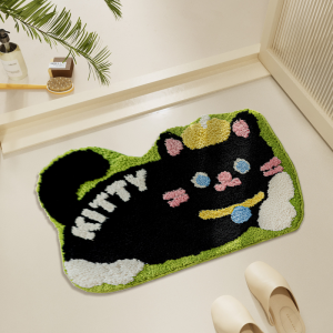 VIKAMA Kawaii Cute Animal Mat Soft Plush Absorbent Anti Slip Washable Dorm Bedroom Entry Indoor Outdoor Decor Floor Rug