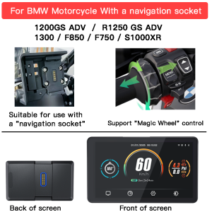 6 Inch Screen for BMW Motorcycle R1200GS R1250GS R1300GS ADV R1000 XR F850 S1000XR Wireless CarPlay Android Auto GPS Navigation
