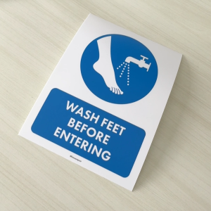 Wash Feet Before Entering. Basuh Kaki Sebelum Masuk. Sticker Sign Label Signage Notice. Clean Leg. Cuci Bersih Kaki.